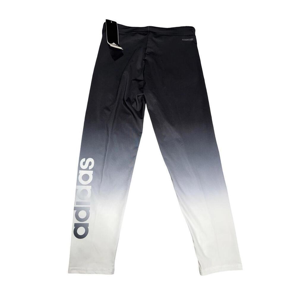New Adidas Girls Aeroready Leggings Black White Sz L (14) - Picture 4 of 4